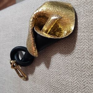 Loewe black and gold leather key ring/purse  charm